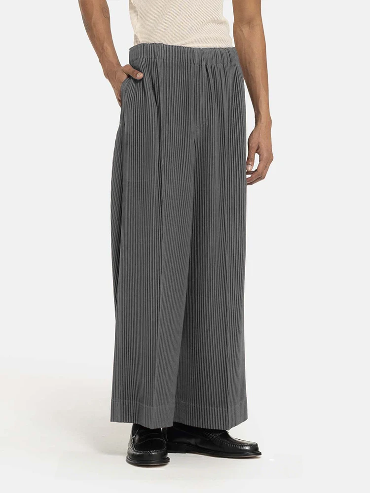 Miyake Herren-Plisseehose, weites Bein, lockere Passform, modische Hose – Detail 6