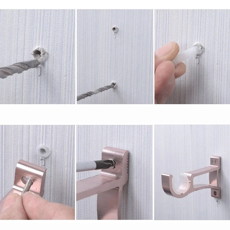 1pcs Curtain Rods Bracket Hanger Hook Rod Support Clamp Crossbar Fixing Clip Wall Hooks Organizer Rails Rack Home Storage