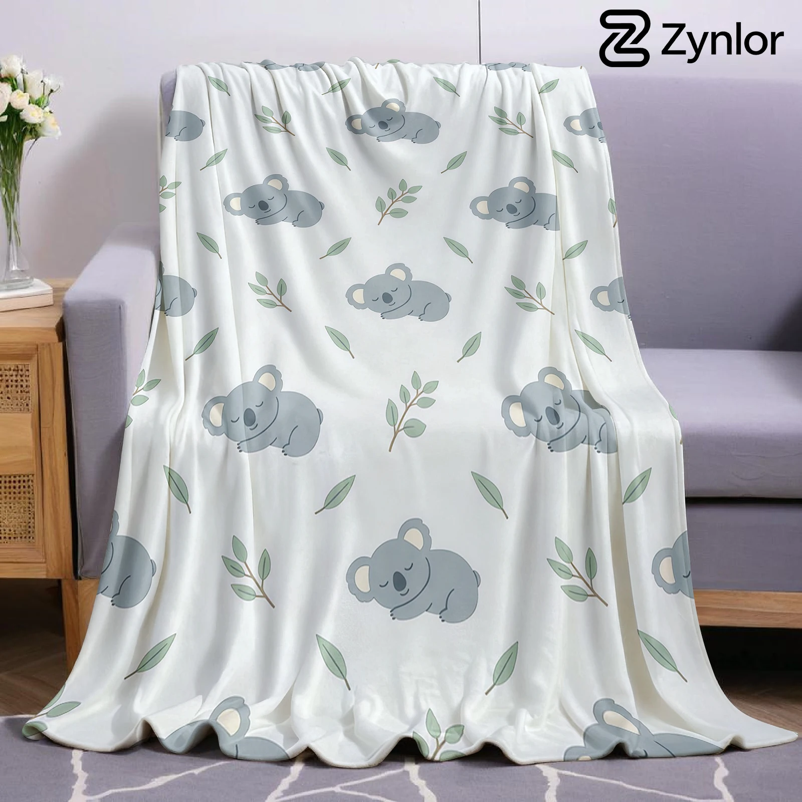 Koala Eucalyptus Ultra Soft Sherpa Fleece Blanket Fluffy Warm Halloween Cozy Throw for Sofa Couch Bedroom Gift All season