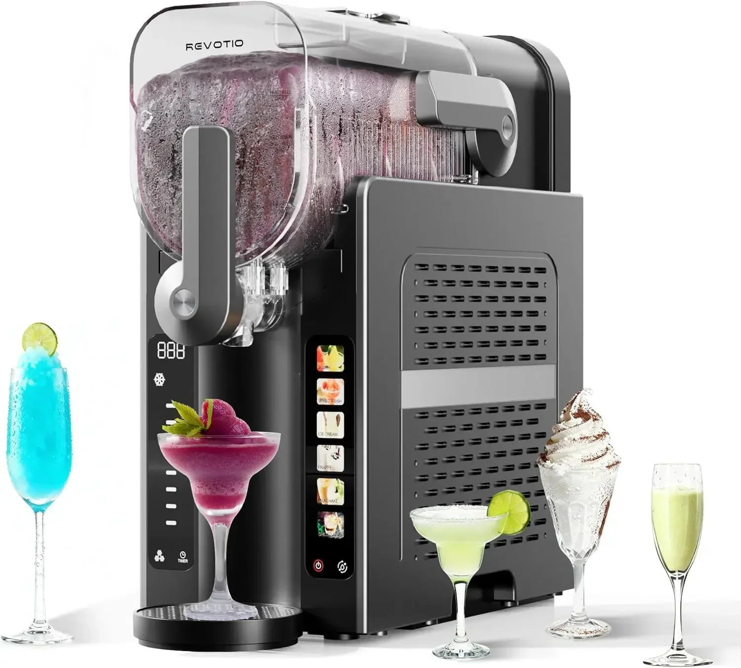 Slushie Machine for Home, 88 oz Slushy Machine, No Ice Needed Frozen Drink Maker with 6 Presets, Quiet, Auto-Clean, LED Display,