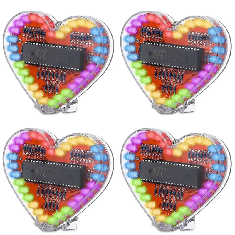 

【ГОРЯЧИЕ ТОВАРЫ】4X Модуль светодиодной RGB-подсветки в форме сердца, электронный набор для самостоятельной сборки, проект по пайке для отработки навыков, водонепроницаемая лампа
