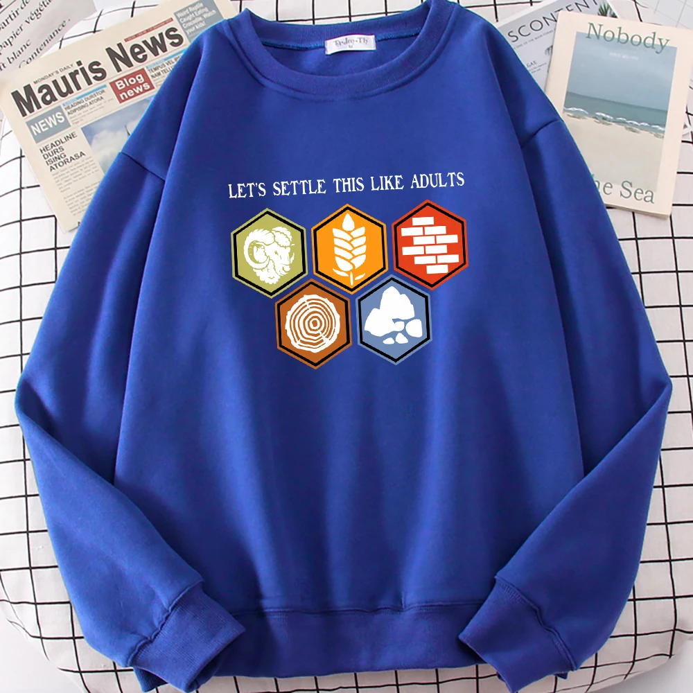 Let’S Settle This Like Adults Pattern Women Sweatshirt Autumn Hip Hop Pullovers Comfortable Sweatshirts Soft Fleece Sportswears