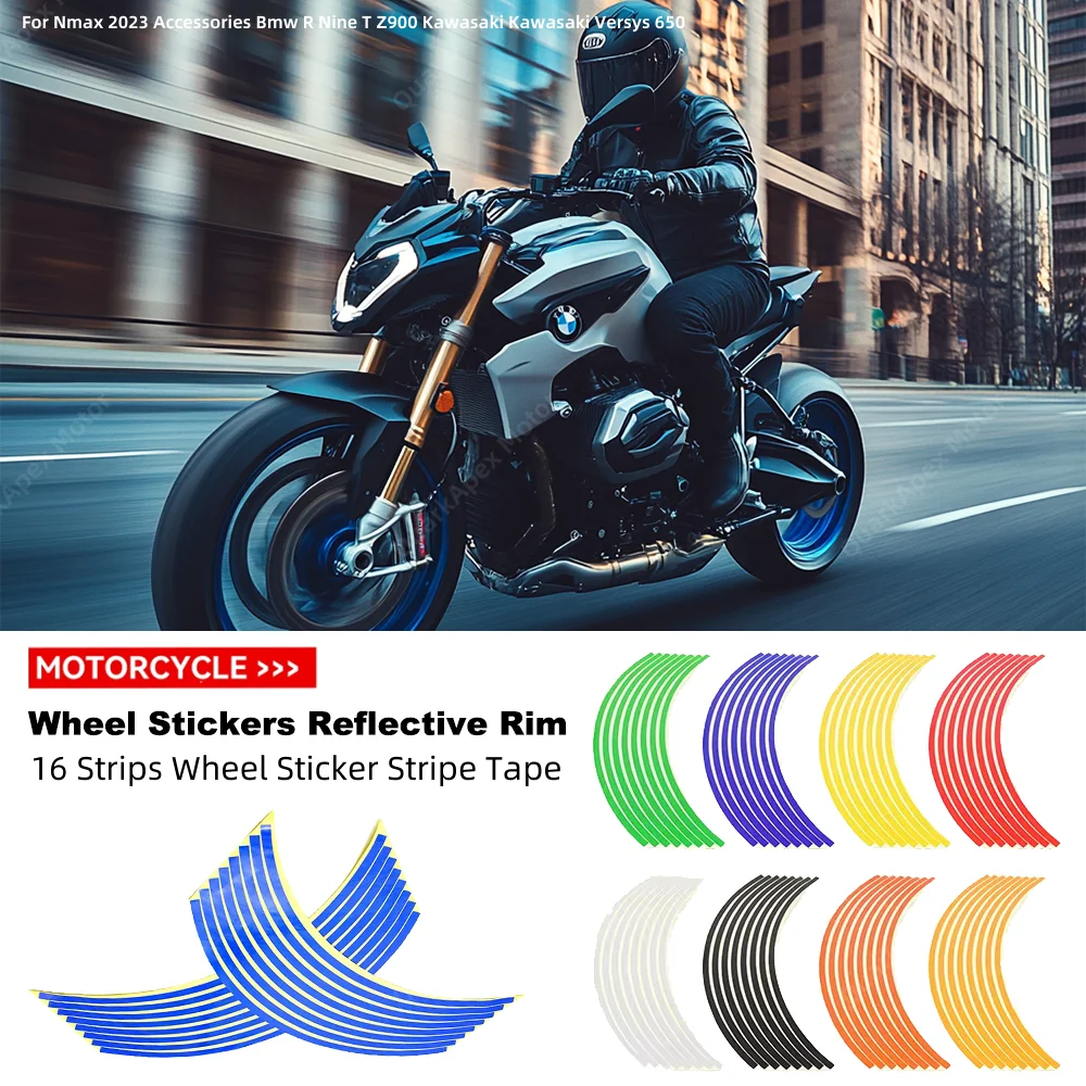 Wheel Sticker Reflective Rim Stripe Tape Motorcycle Stickers For Nmax 2023 Accessories Bmw R Nine T Z900 Kawasaki Kawasaki