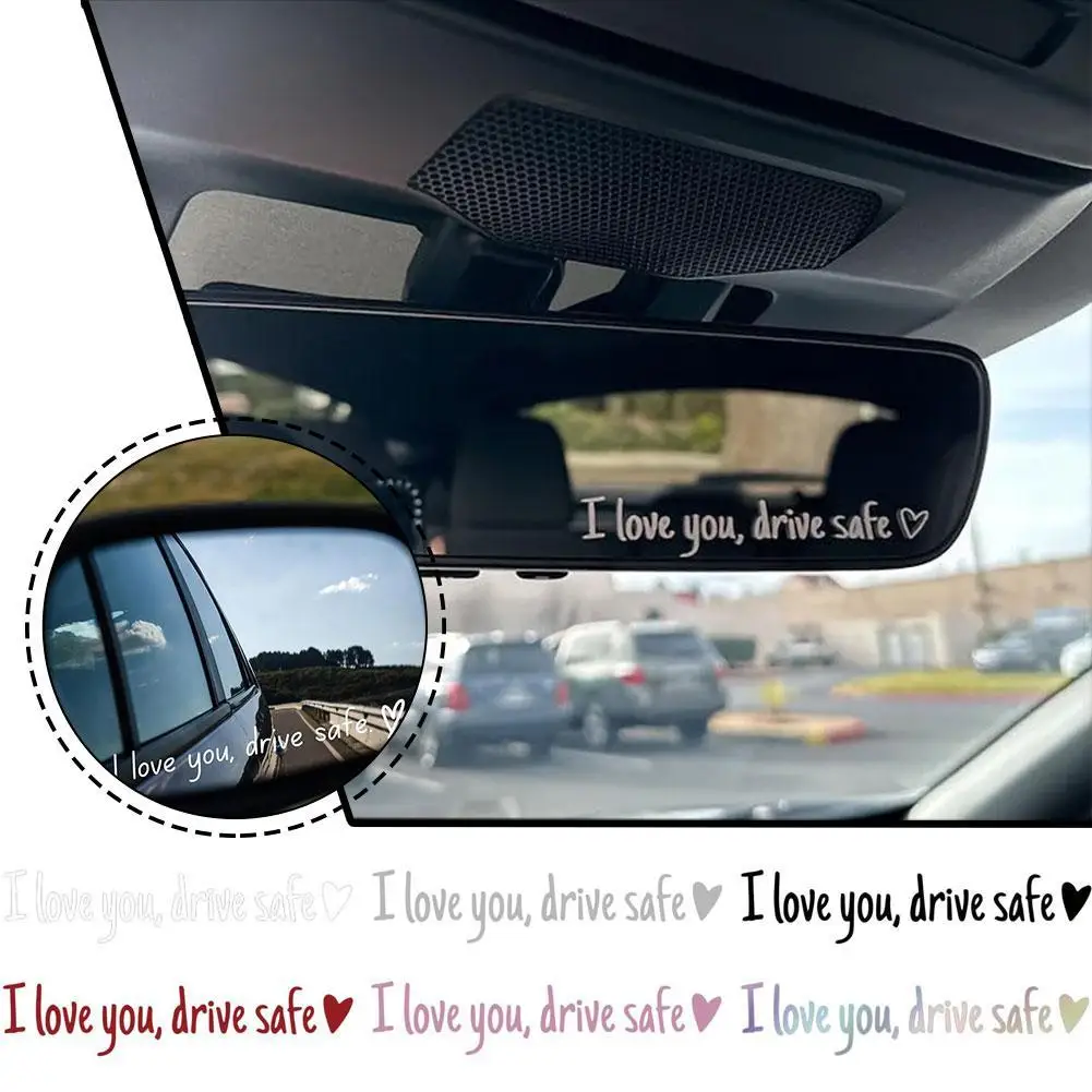 Colorful I Love You Drive Safe Rearview Mirror Sticker PVC Self-Adhesive Decal For Car Truck SUV Interior Decoration