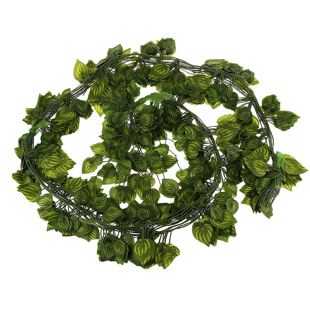 

12 Pcs Artificial Watermelon Leaf Hanging Foliage Silk Plants Decor Vine Home Garden Office Coffee House Easy Clean
