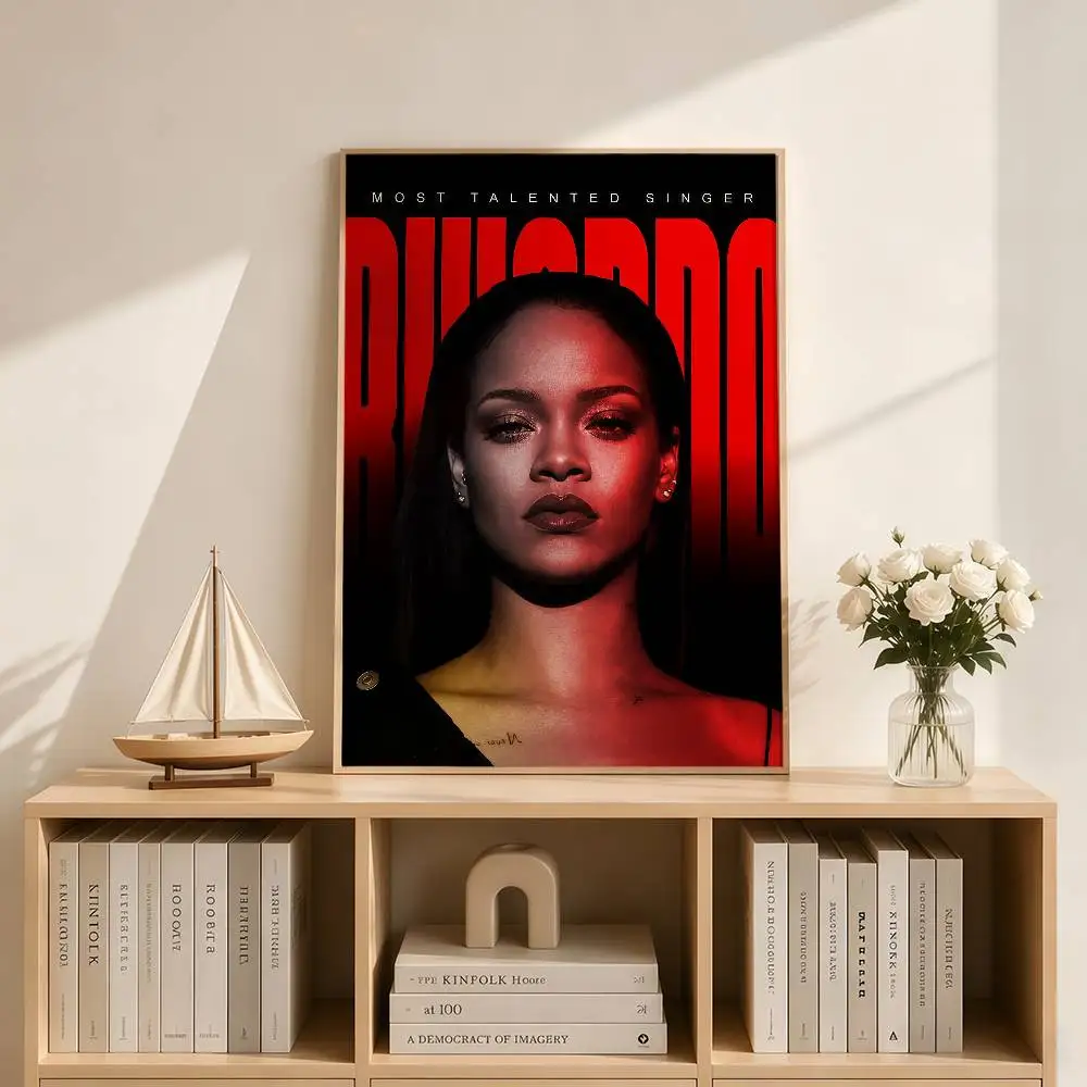 hot singer R-Rihanna Posters Wall Art Retro Painting Home Room Cafe Club Dorm Wall Decor