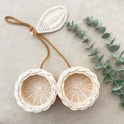 INS Creative Rattan Cherry Decoration for Children’s Room Wall Hanging Ornaments Handwoven Rattan Room Decoration Photo Props