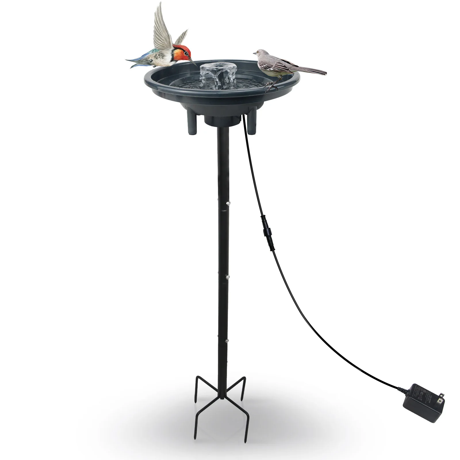 Hanging Rail Mount Ground Insert Bird Bath Fountain with Combined Spray for Outdoor Garden Yard Use 6W Low Power