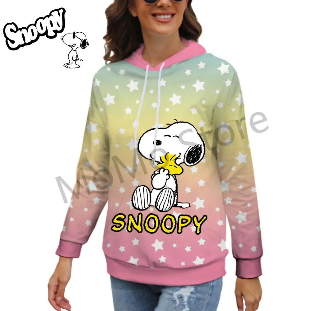 Snoopy Lovely Women's Hoodies 2024 Versatile Streetwear 3D Print Kawaii Clothes Autumn Black Hoodie High Quality Sweatshirts New