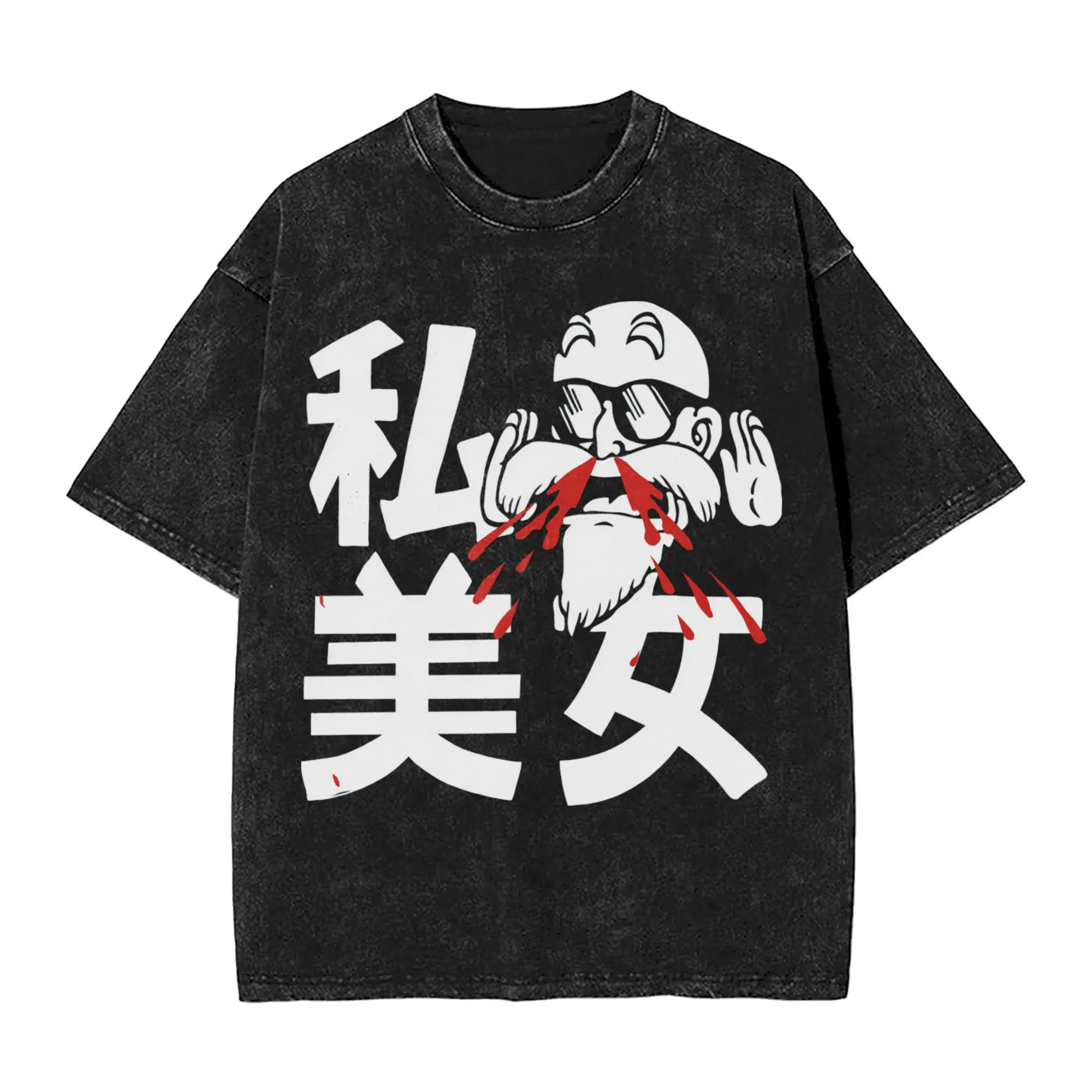 Master Roshi Dragon Ball Z T Shirts Hip Hop Washed Short Sleeve Harajuku T-Shirts Anime DBZ Men Women Tops Streetwear  Tee Shirt