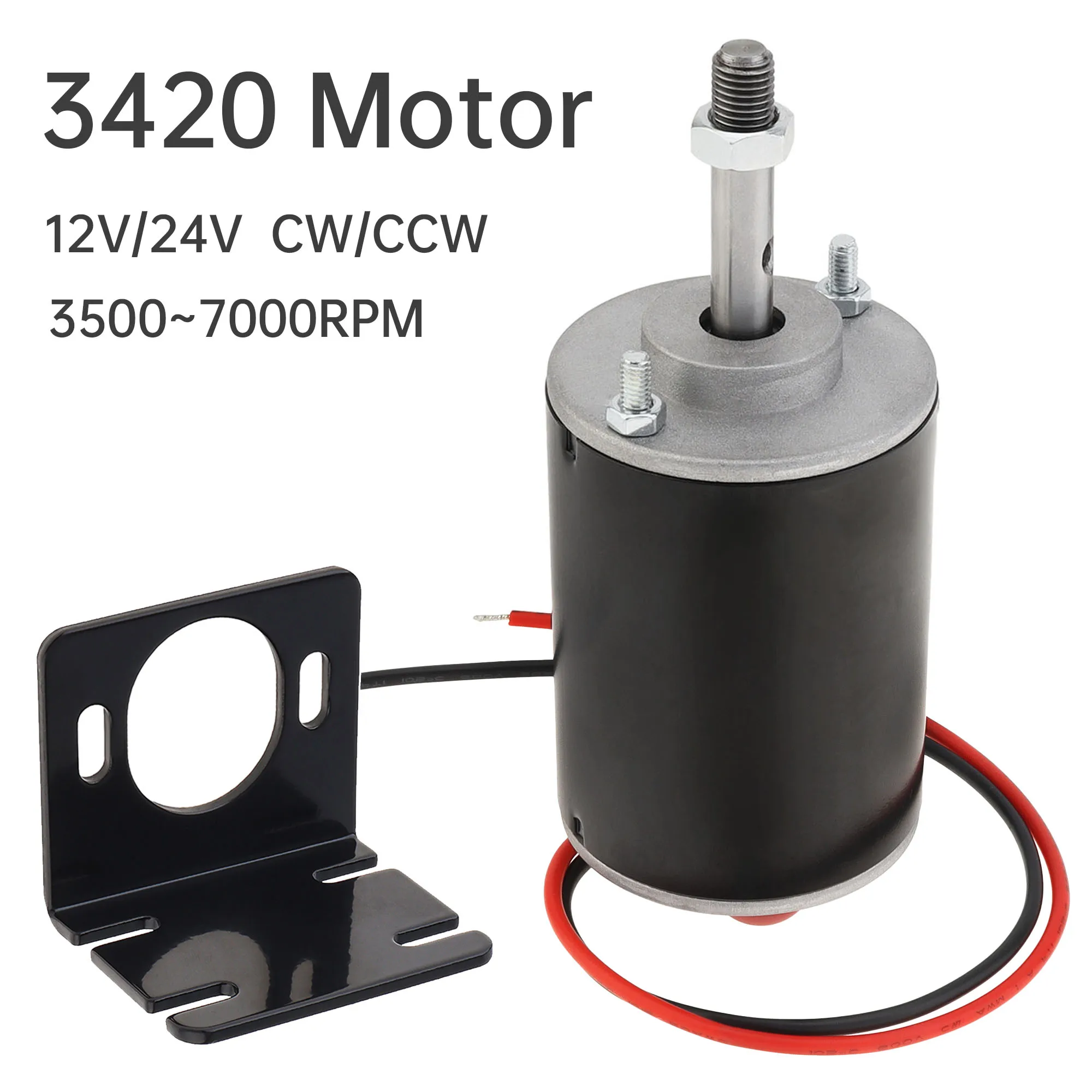 3420 Permanent Magnet DC Motor 12-24V 3500-7000RPM High Torque Reversible CW/CCW Electric Motor with Bracket for DIY Generator