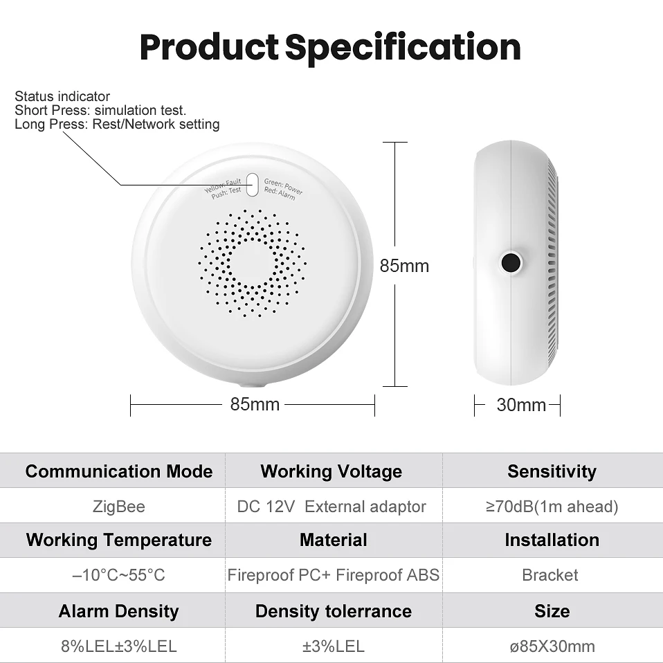 Rilevatore di perdite di Gas AVATTO Tuya Zigbee, sistema di allarme sensore di Gas naturale intelligente l\'app Smart Life funziona con l\'hub Gateway