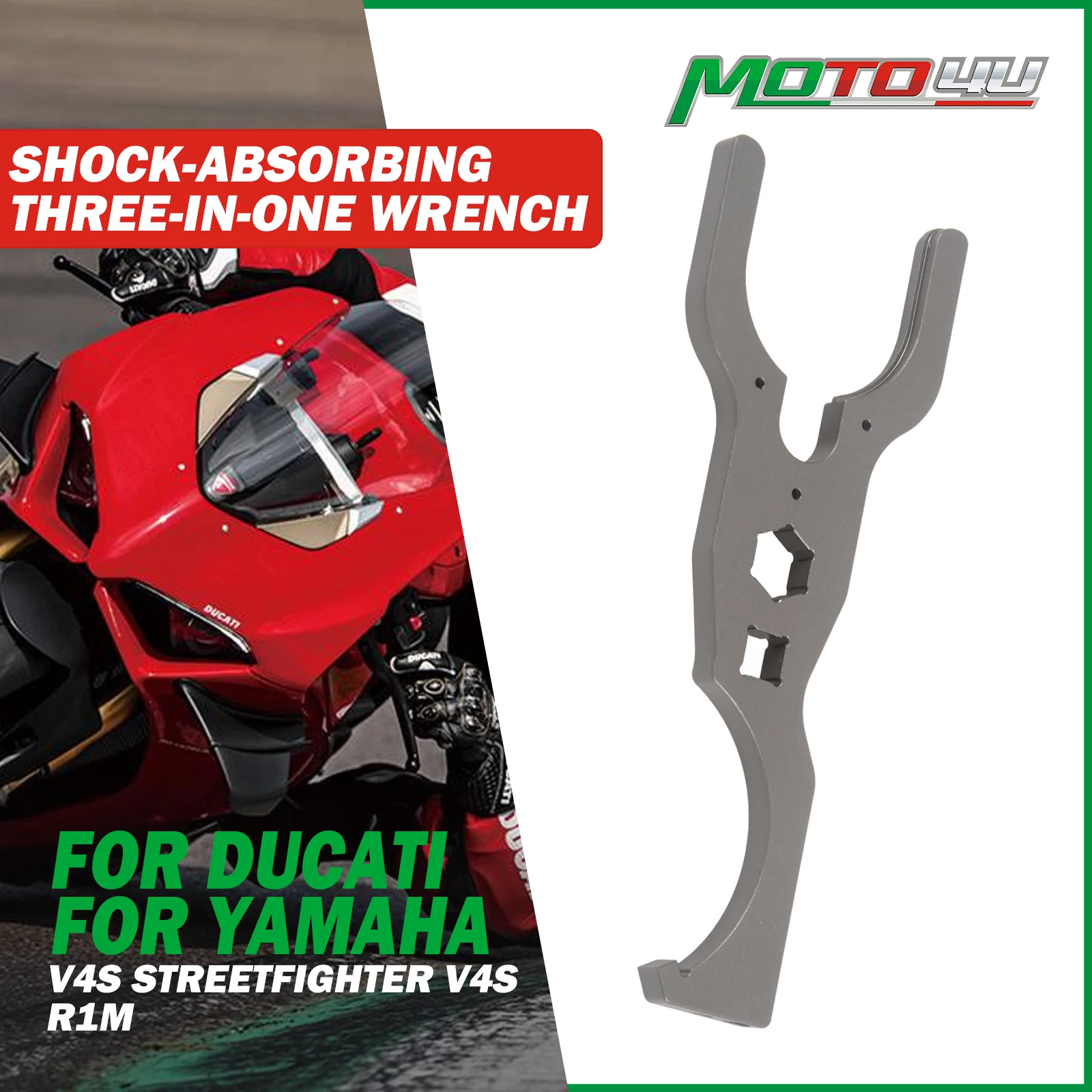 

Shock-absorbing three-in-one Wrench For Ducati V4S/Streetfighter V4S For Yamaha R1M Multi-purpose Maintenance Disassembly Wrench