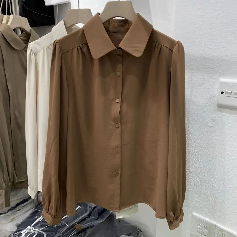 

Design Sense Women's Chiffon Shirt New Spring Autumn Fashion Base Layering Top