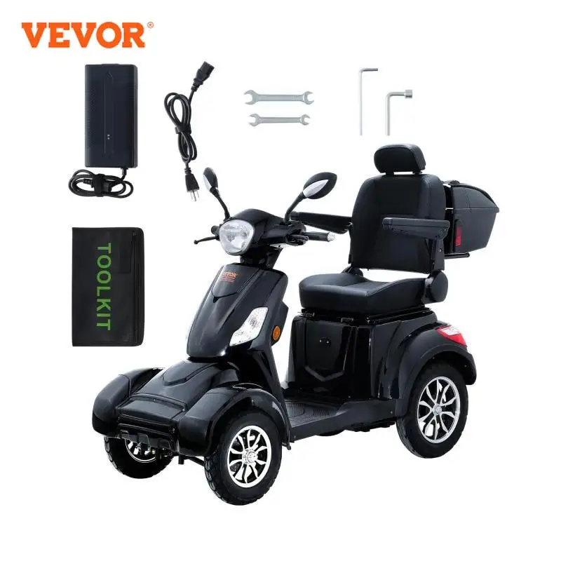 VEVOR Heavy Duty 4 ล้อ Mobility สกู๊ตเตอร์ 450lbs 500lbs ความจุ 800W All Terrain ไฟฟ้าสกู๊ตเตอร์สันทนาการสําหรับผู้สูงอายุ
