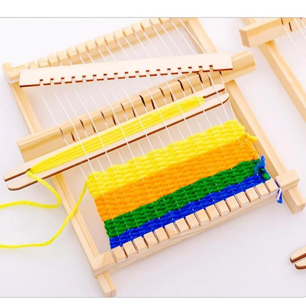 

DIY Wooden Weaving Loom Starter Kit Wooden Mini Knitting Machine Homemade Loom Sewing Machine For Children Kids Gifts