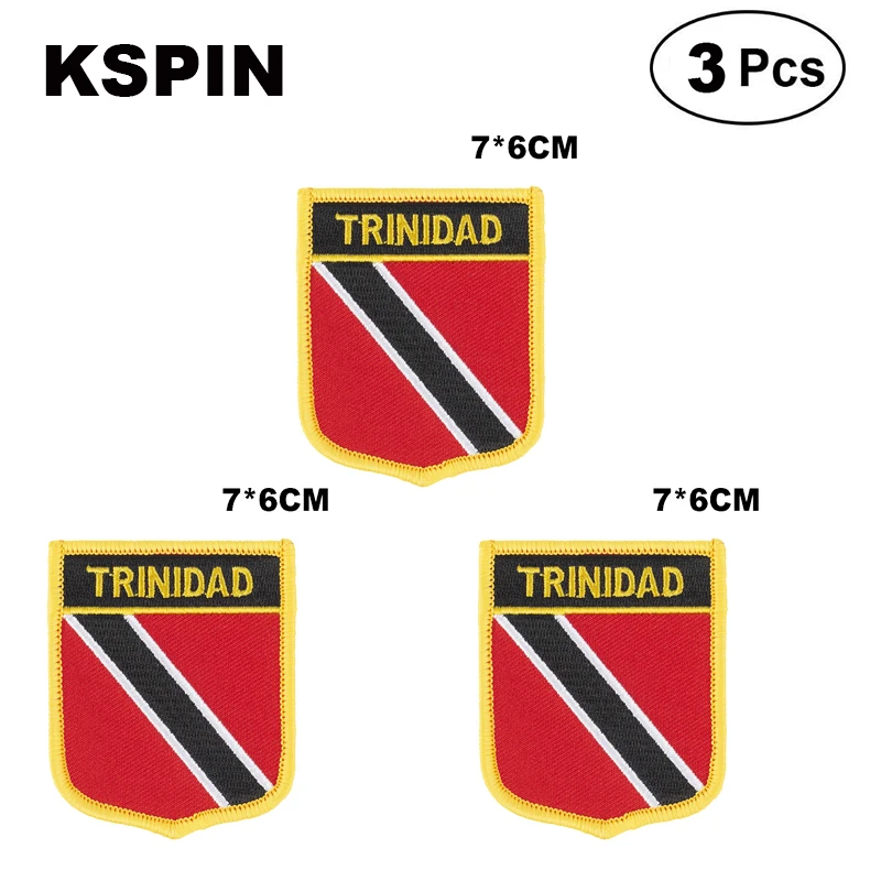 Trinidad-Tobago Shiled Shape flag patches national flag patches for Cothing DIY Decoration