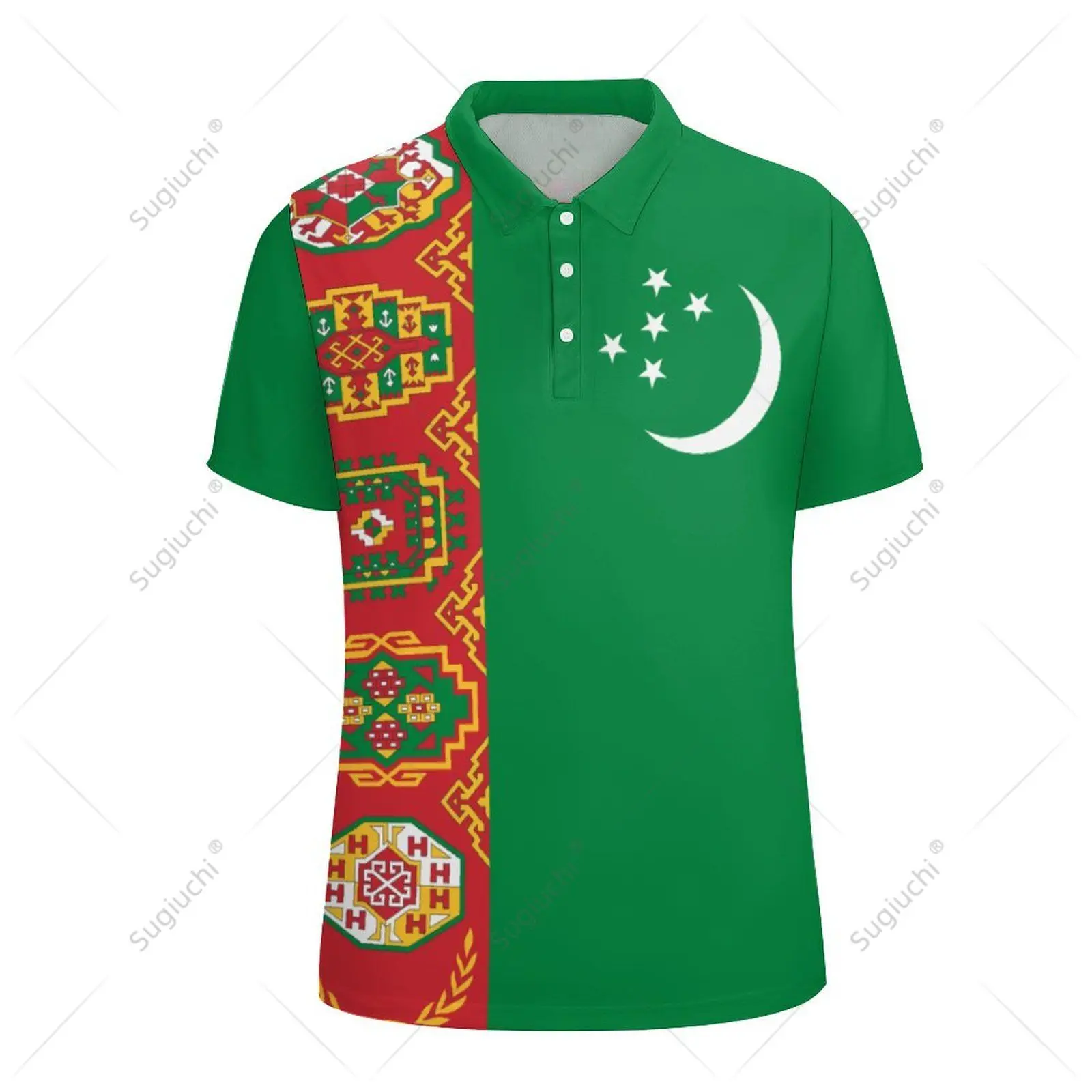 Unisex Polo Shirt Turkmenistan Flag 3D Print Man Polo Fashion Clothing Tracksuits Short Sleeves