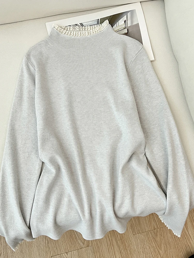 

Женский вязаный свитер с высоким воротником, длинный рукав, весенний, модный, свободный, облегающий, базовый топ для ношения под одеждой