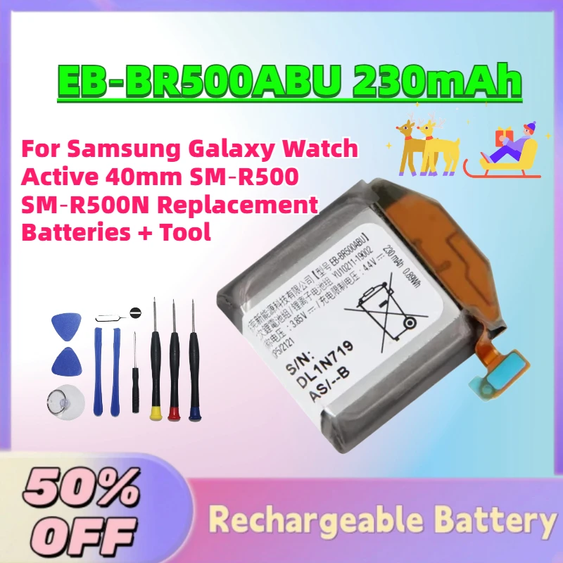 

In Stock EB‑BR500ABU 230mAh 3.85V Battery for Samsung Galaxy Watch Active 40mm SM‑R500 SM‑R500N Replacement Batteries + Tool