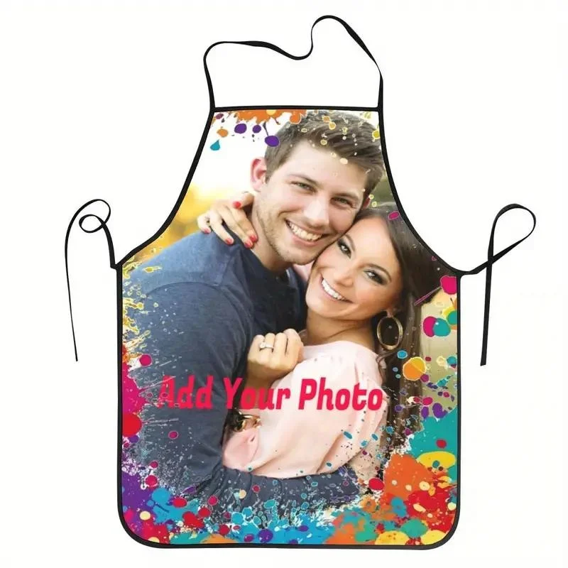 1pc Personalized Photo Chef Apron Custom Designed Print Kitchen Cooking Baking Household Work Apron