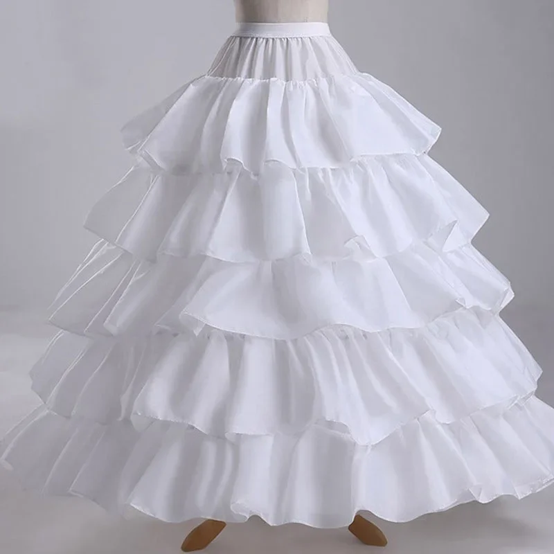 Four Steel Rings Five Ruffles Crinoline Large Hem Diameter Fishbone Skirt Wedding Dress Super Fluffy Slip Dress