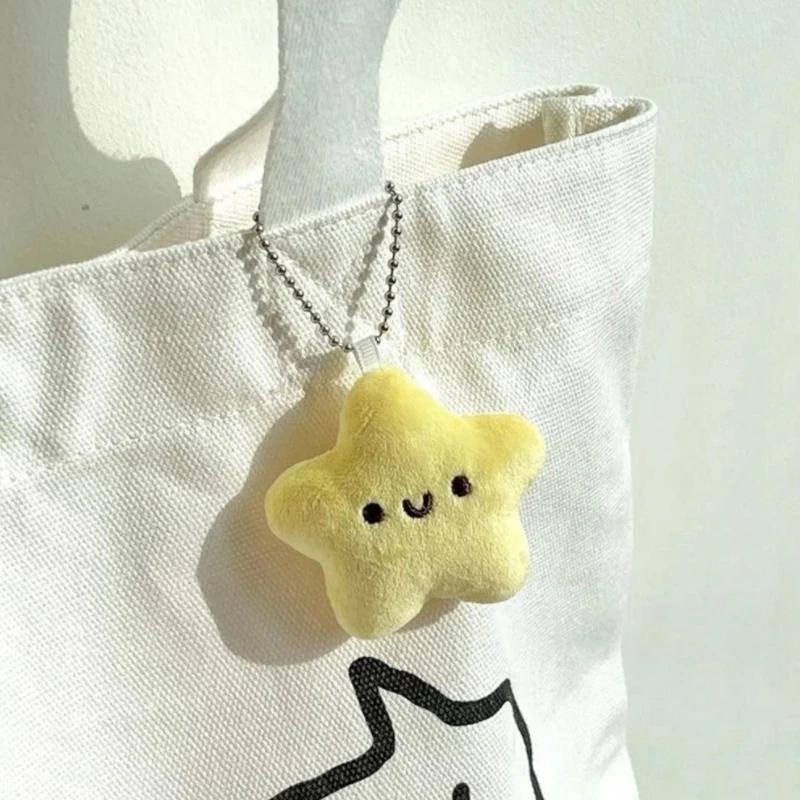 Cute Stars Plush Toy Doll Squeak Keychain Fluffy Soft Stuffed Toy Backpack Bag Pendant Charms Adorkable Gift For Kids Girlfriend