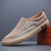 Men Canvas Business Shoes Fashion Vulcanized Mesh Lace-up Sneakers Tenis Slip-On Board Footwear for Male Khaki Gray Black
