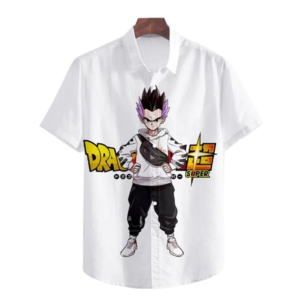 Men's Casual Goku Kakarot Shirt Summer Dragon Ball Shirt Men Anime Clothes Fashion Hawaiian Vegeta Super Saiyan