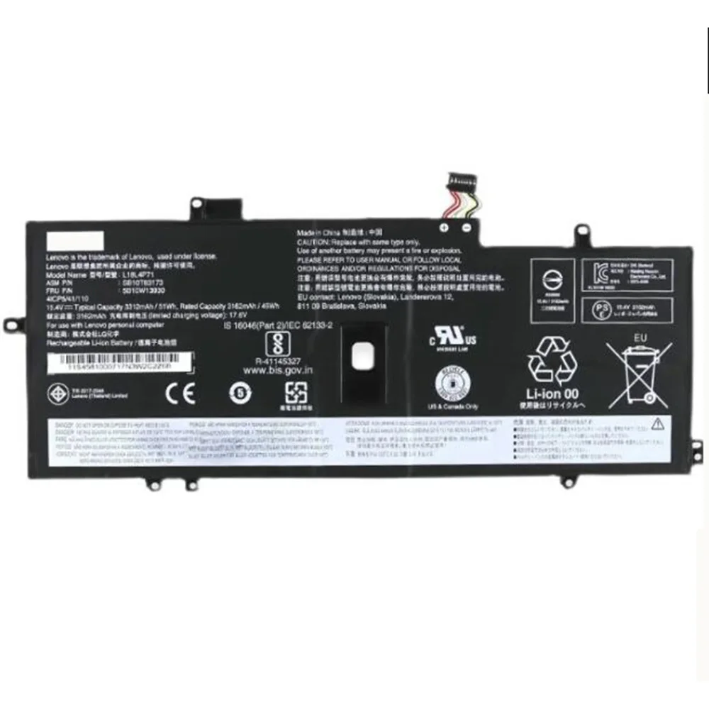 15.36V 51WH Batteria Del Computer Portatile Originale L18M4P72 Per Lenovo X1 Carbonio 2019 2020 anno L18C4P71 L18M4P72 L18L4P71