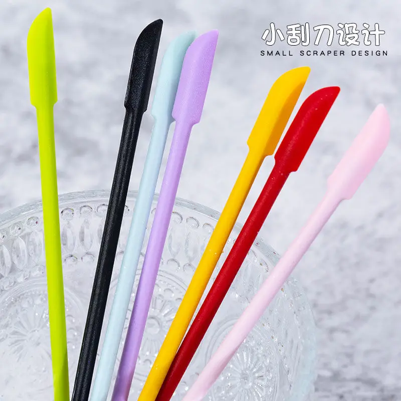 Fire Paint Wax Cleaning Spoon Double-headed Silicone Spoon Tool Seal Decorative Powder Seal Wax Stamp Pen Multi-color Optional