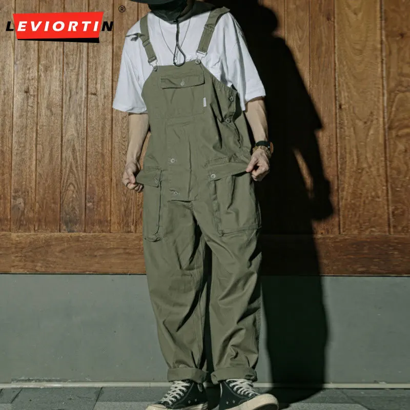 Men's clothing 2025 autumn Japanese loose and versatile jumpsuit Amikaji overalls wide leg dad pants workwear retro overalls