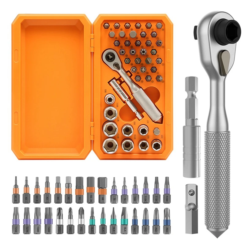 BAAG-ドライバーキット 42 1 ラチェットトルクレンチ磁気ドライブセット延長ロッド付き、家具修理ツールに最適