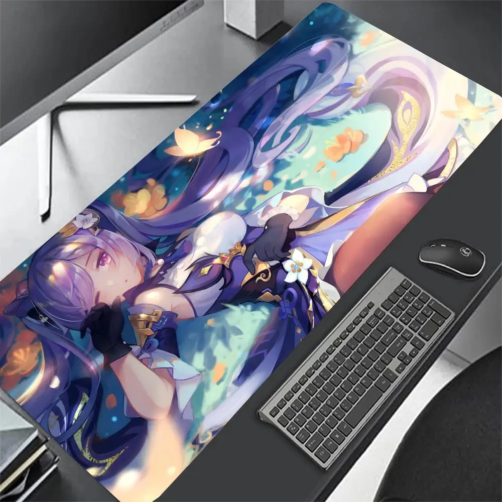 Genshin Impact Keqing Anime Girl Mousepad Large Gaming Mouse Pad LockEdge Thickened Computer Keyboard Table Desk Mat