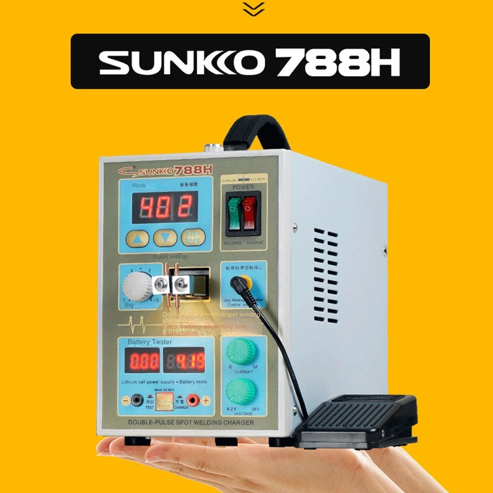 SUNKKO 788H Pulse Spot Welding Machine 1.5kw Spot Welder LED light Lithium Battery Test for 18650 Battery Pack Weld 110V/220V