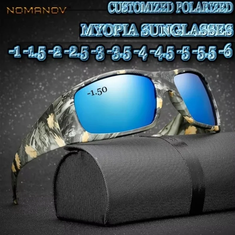 

Custom Made Myopia Minus Prescription Polarized Lens Summer Style Camo Sports Outdoor Driving Fish Polarized Sunglasses -1 TO -6