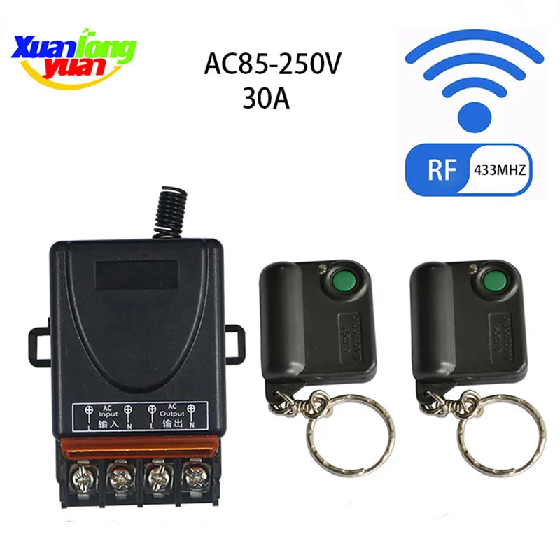 

Универсальный беспроводной пульт дистанционного управления 433 МГц, 110 В переменного тока, 220 В, 30 А, релейный приемник и передатчик для гаража, двери, двигателя, штор, светодиода