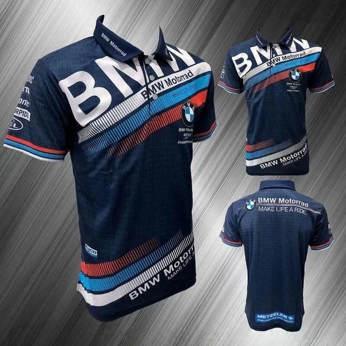 

25-26 Летняя повседневная рубашка поло BMW Motorcycle с короткими рукавами для езды на велосипеде, дышащая и быстросохнущая мужская и женская уличная рубашка