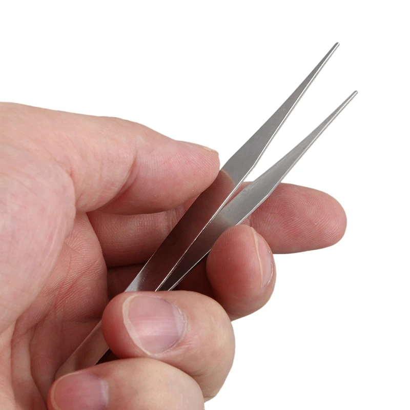 【BARU】 Pinset Lurus Runcing Warna Perak Halus 4X 4 1/2 Inci