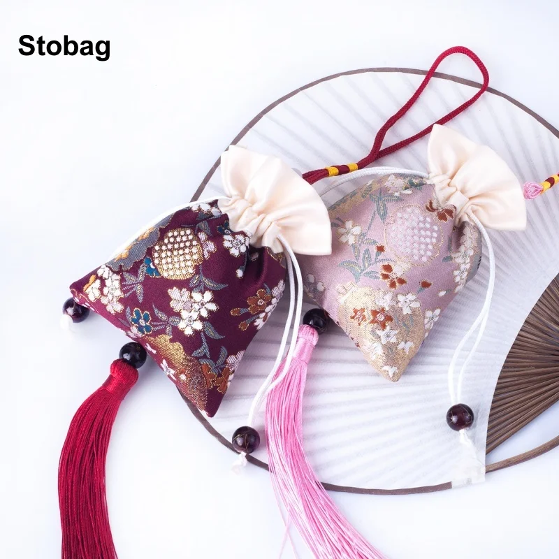 

StoBag 5pcs Chinese Sachet Hanging Bags Cotton Drawstring Gift Jewelry Package Storage Pocket Reusable Pouch Portable Decoration