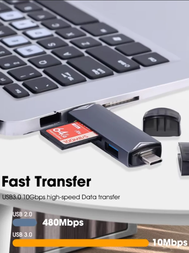 Adapter KEBIDU Type-C Micro USB 3.0 TF SD Card OTG Czytnik Kart Wielofunkcyjny Konwerter Pamięci Flash do Telefonu Laptopa Akcesoria — zdjęcie produktu 7