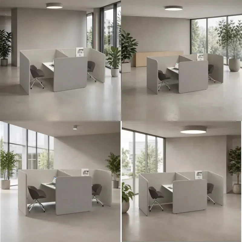 Modular Office Partition Workstation with Russian Larch Frame Powder Coated Steel Integrated Power Options