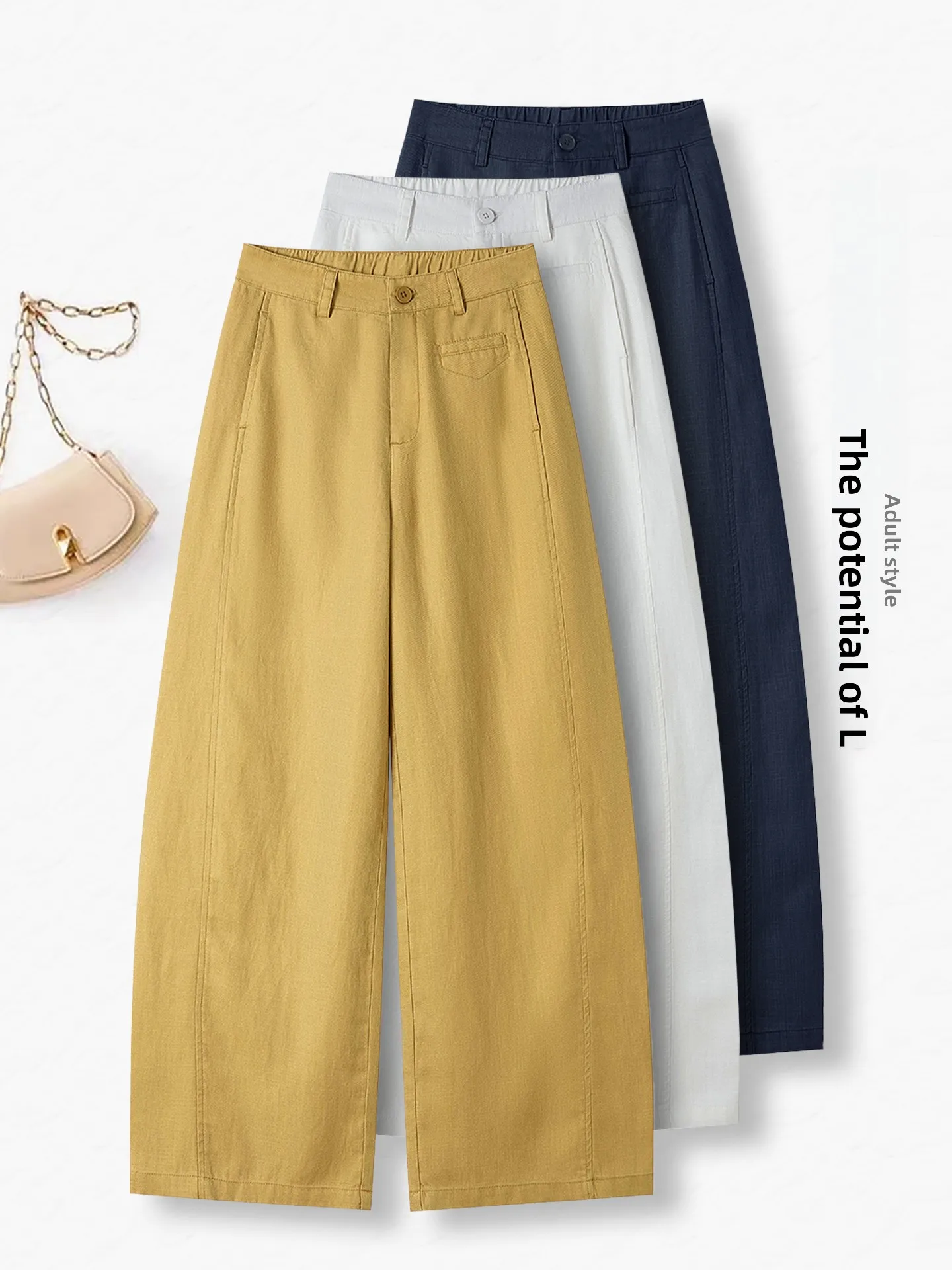 

High Waist Linen Wide Leg Pants Women's Summer Thin Casual Style Pants Comfortable Breathable Straight Cut Trousers
