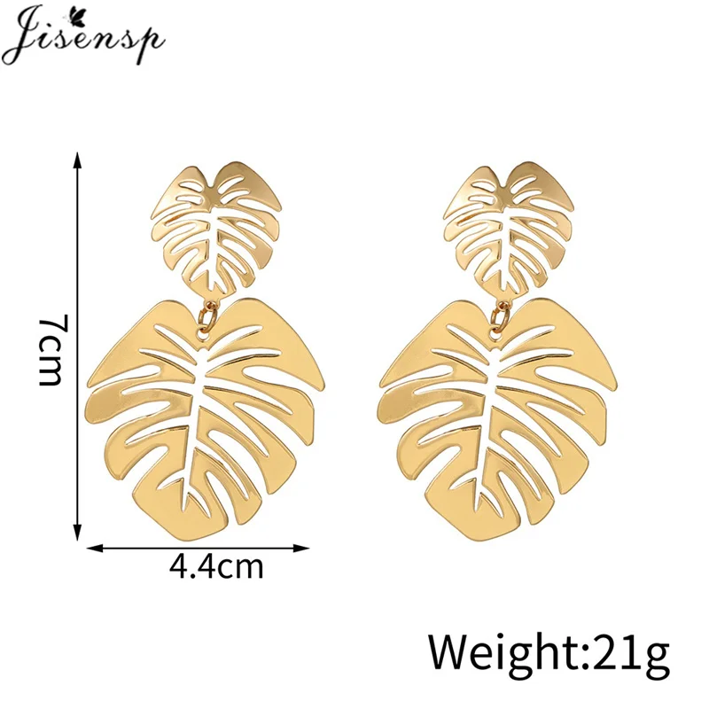 Korean Double-layers Leaf Drop Earrings for Ladies Exaggerated Monstera Beach Leaves Earings Female INS Jewelry aretes de mujer