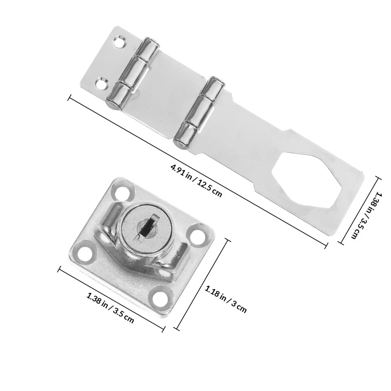 1Set Keyed Cabinet Lock Heavy Duty Stainless Steel Hasp Latch Twist Knob Easy Install Foldable Security Lock for Office Home
