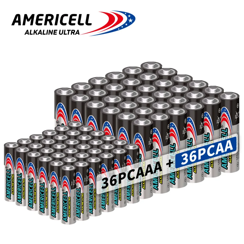 AAA+AA 72/48/24/6 Stück Kombi-Batterien, AMERICELL 1,5V Alkaline-Zellen, Ideal für Tastaturen, Uhren, Fernbedienungen