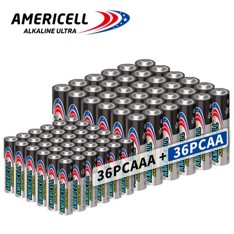 AAA+AA 72/48/24/6pcs Combo Battery, AMERICELL 1.5V Alkaline Cells, Ideal for Keyboards, Clocks, Remote Controls