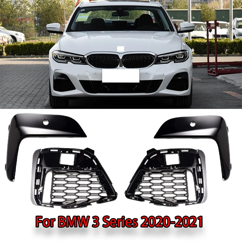 Fog Light Cover Trim Front Bumper Grille Fog Lamp Protector Molding Strip For BMW 3 Series 2020-2021