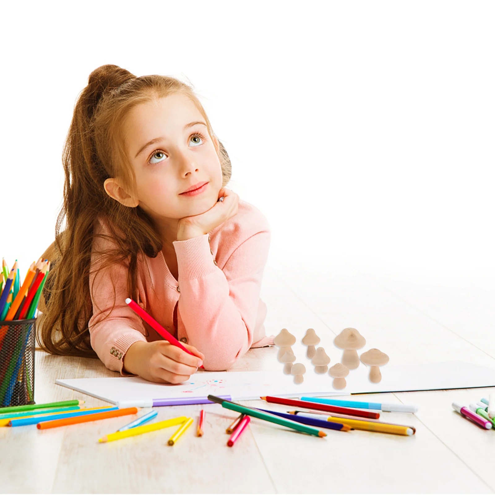 8 قطعة أوتاد الفطر الخشبية غير المكتملة DIY بها بنفسك رسمت باليد الحرف الاطفال الكتابة على الجدران فن الديكور المنزل سطح المكتب الزينة