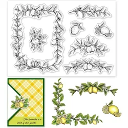 1PC Lemon Garland Clear Stamps for DIY Scrapbooking Lemon Branches Border Silicone Stamp Seals Transparent Stamp for Cards